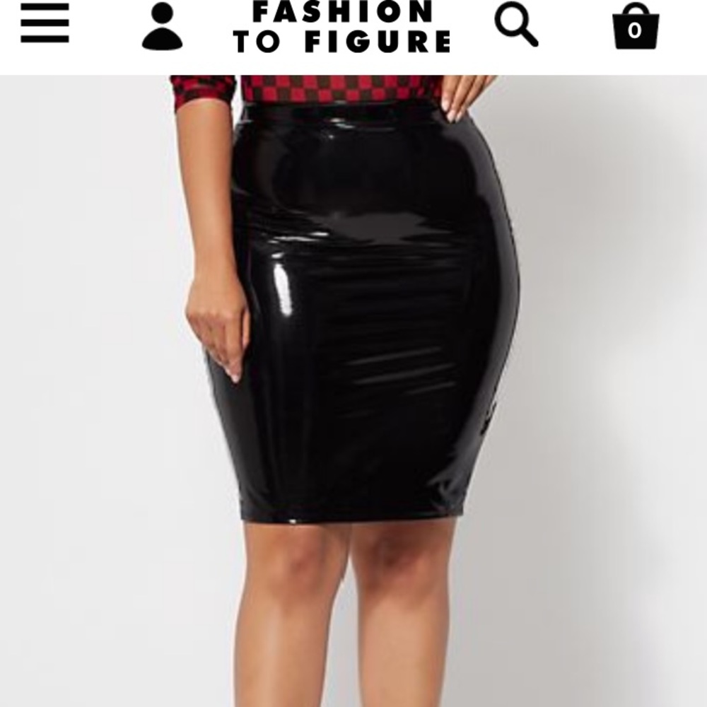 Vinyl black pencil skirt